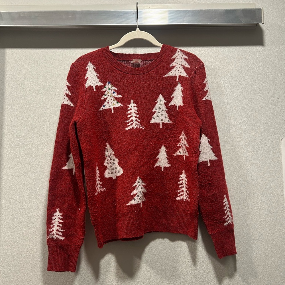 Holiday Time Festive Red and White Knit Sweater